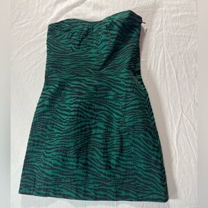 Diane Von Furstenberg Green and Black Strapless Dress